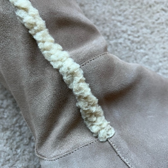 Sole Society “Juno” Over the Knee Boot Suede w Faux Shearling Trim - Taupe - Picture 6 of 10